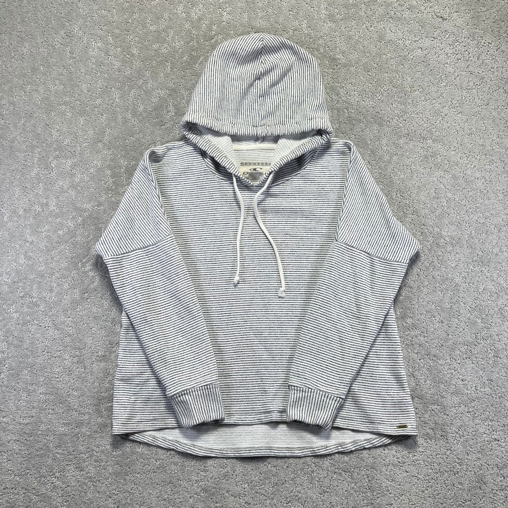 O'Neill Light Gray and White Striped Hooded Sweatshirt